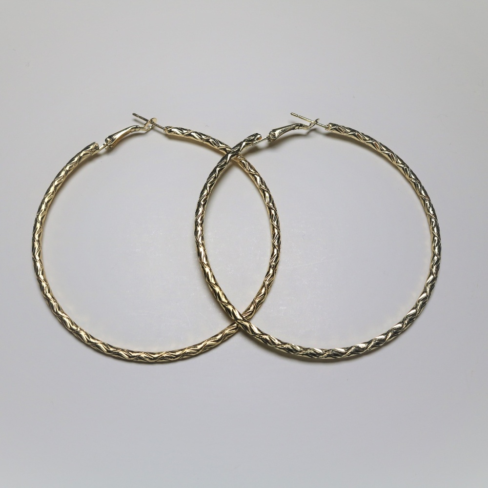 Gold Textured Hoop Earrings